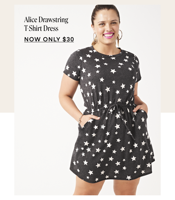 Alice Drawstring T-Shirt Dress. Now Only $30.